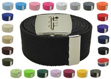 Canvas Military Web Belt  BIG "P" Silver Buckle 48, 54, 60, 72 Inches 25 Color
