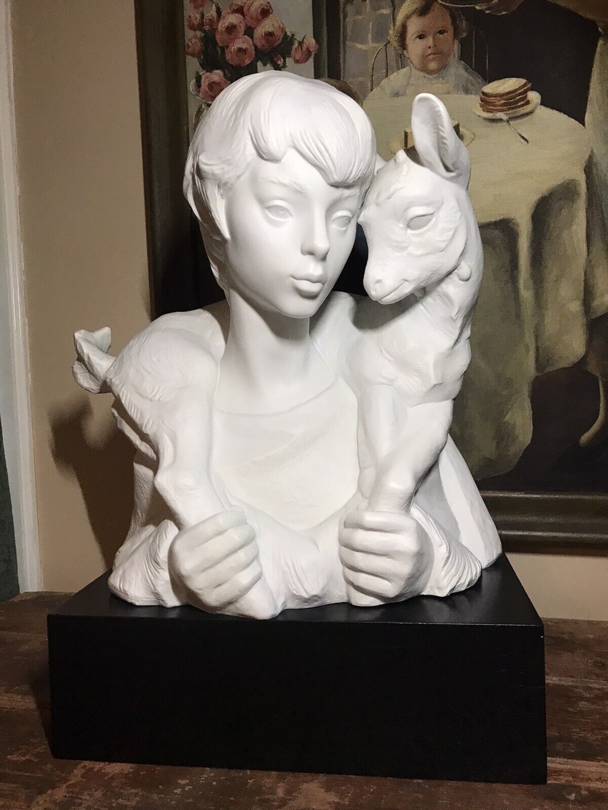 Lladro " Mozo del Cabritillo" (Blanco) Boy with Goat, sculpture by Juan Huerta