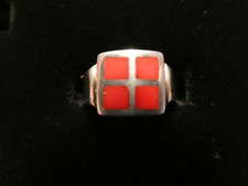 Peruvian Silver RIng- 4 Square, Size 6.5, 4 grams