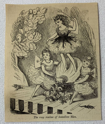 1877 magazine engraving ~ FAIRIES ~ Rosy Realms Of Boundless Bliss