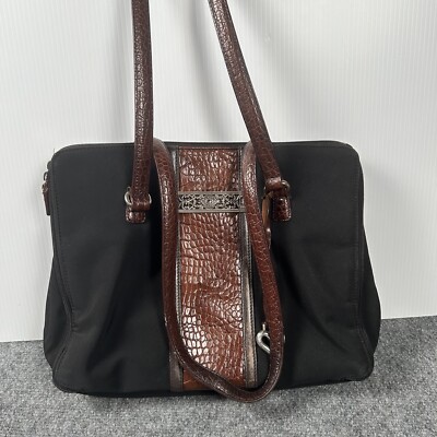 Vintage Rare Brighton amazing black leather with silver Medium Vintage Brighton Black Brown Leather backpack Bag Silver  main image 4