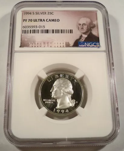 1994-S 25c SILVER NGC PF70UCAM WASHINGTON QUARTER PROOF ULTRA CAMEO PR 70 DC