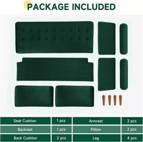 2 Sitzer Sofa Loveseat Kleine Sofa mit 2 Kissen und Armlehnen Sofa Set Loungsofa - Bild 41 von 42
