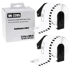DK-2205 2.4 in x 100 ft Continuous Labels Used with Brother QL Printer 2Rolls