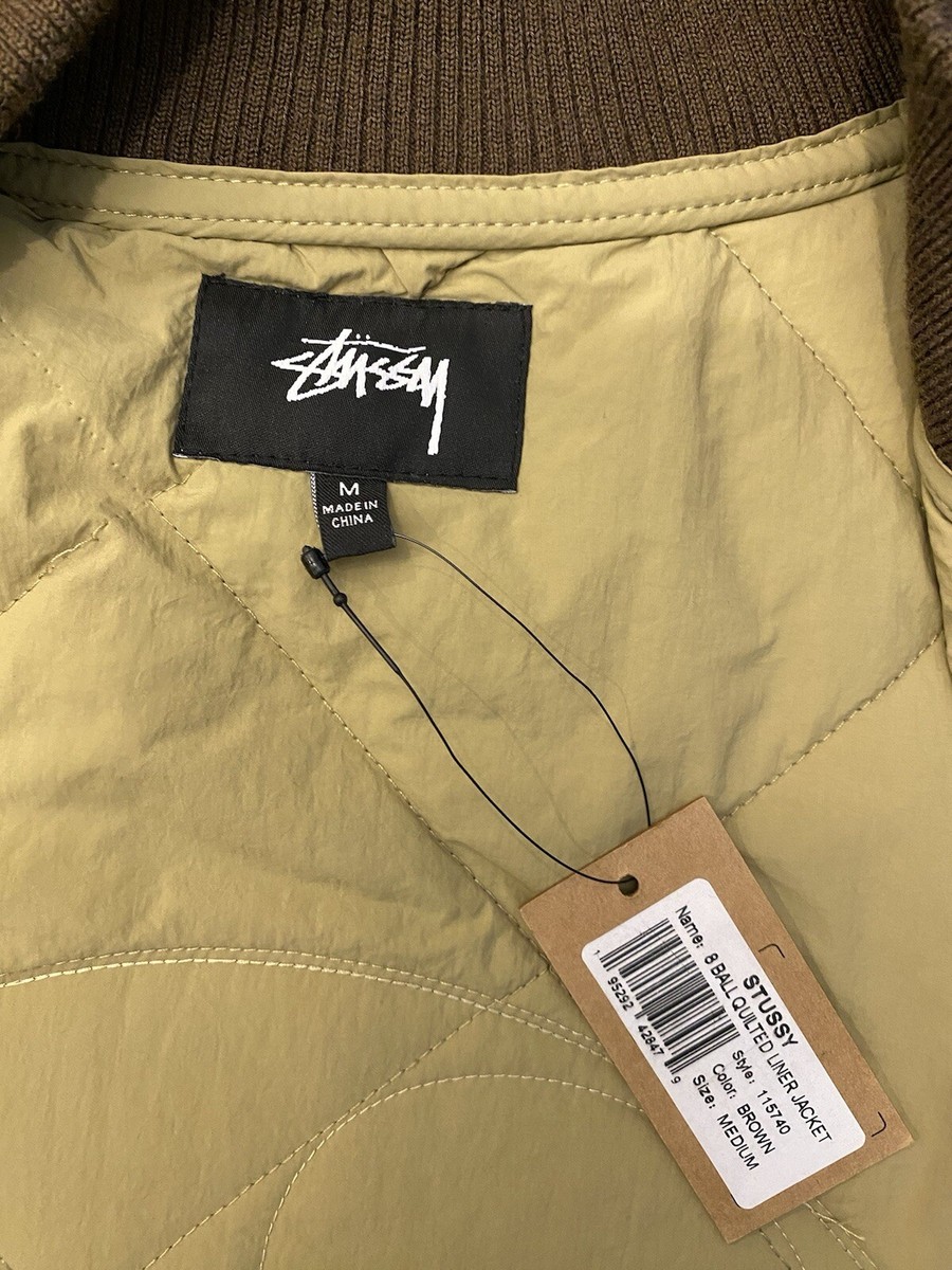 Stussy 8 Ball Quilted Liner Jacket Olive Green, Size M Stussy 8 Ball Quilted Liner Jacket Olive Green, Size M