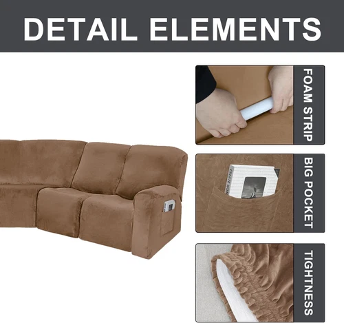 Anbausofabezug 5-Sitzer Ecksofa Couch Schonbezug Stretch Möbelbezug - Bild 78 von 134