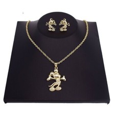 18k Layered Real Gold Filled Children set Necklace Pendant earrings Kids set 18"