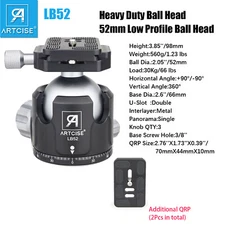 Low Profile Ball Head Tripod Mount Ball Head 52MM All Metal CNC Tripod Head