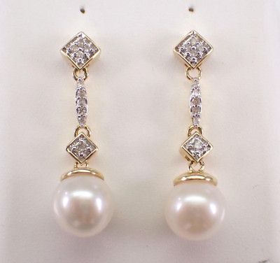 3Ct Round Cut Nature Pearl Women's Drop Dangle Earring 14K Yellow Gold Plated