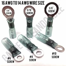 Ring Terminals Copper Wire Crimp Connectors USA Made 3M Adhesive Heat Shrink