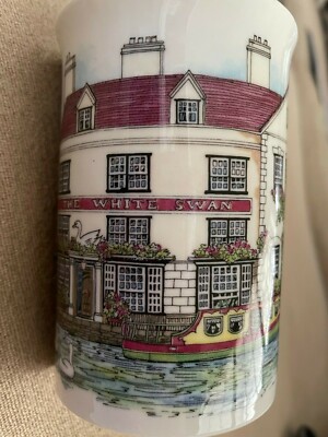 Dunoon Coffee Tea Mug The White Swan Pub Made in Scotland Mint EUC Bone China