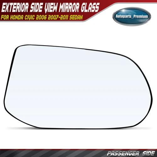 Passenger Side Mirror Glass with Backing Plate for Honda Civic 2006-2011 Sedan
