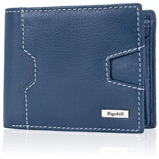 New Men's Leather Wallet RFID Blocking Gift Item Color Navy R10