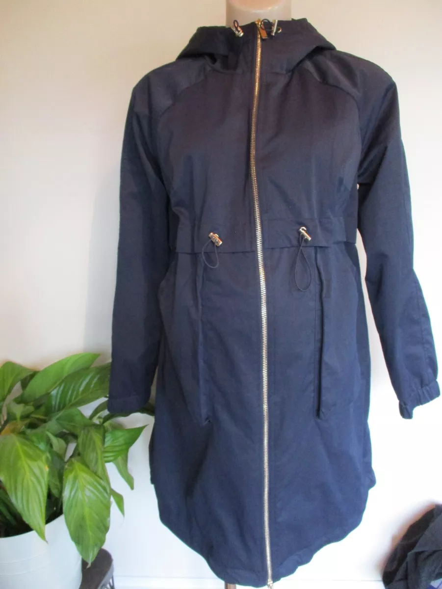 H&M MAMA MATERNITY NAVY LIGHTWEIGHT SHOWERPROOF PARKA JACKET COAT SIZE S  8-10