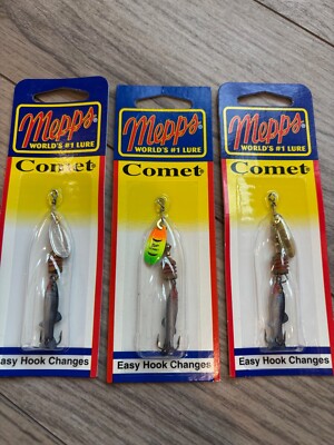 3 NEW Mepps Mino Minnow Spinner 1.25'' 1/9oz Gold Hot Firetiger Silver C0M Trout