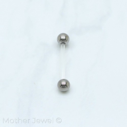 FLEXIBLE CLEAR RETAINER MATERNITY BELLY PIERCING BAR SILVER SURGICAL STEEL RING - Picture 12 of 22