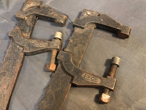 Lot 2 anciens serre joint à crémaillère à ressort EFOR outils mensuisier robuste - Picture 5 of 8