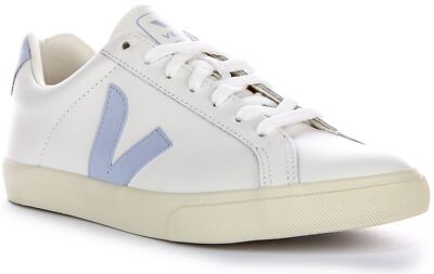 Veja Esplar Logo Glattes Leder Trainer Weiß Lilak Damen EU 36-42