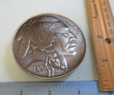 Vintage 1979 Indian Head BELT BUCKLE 3" diameter / Made by Great American Buckle