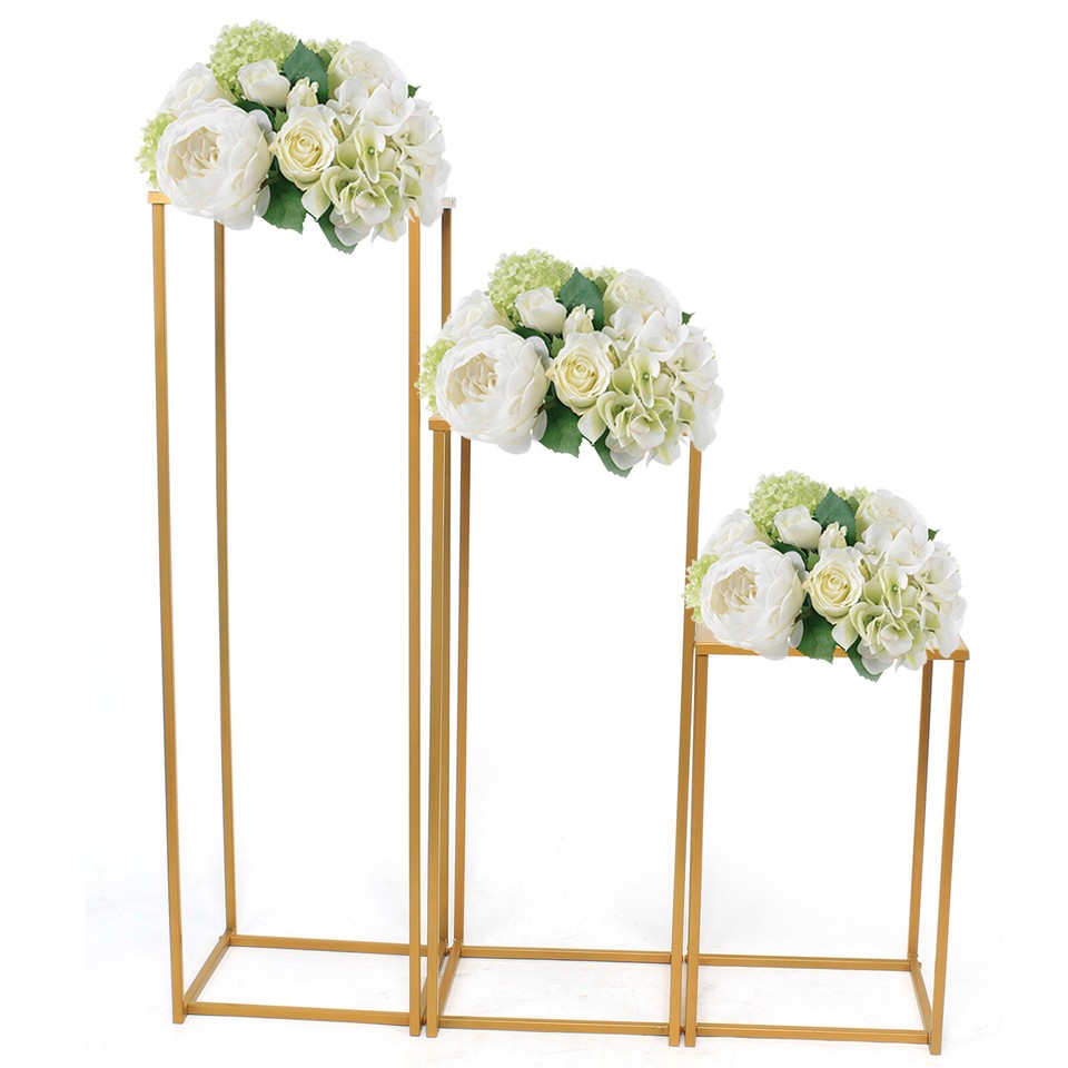 Gold Wedding Flower Stand Plating Floral Decor Vase Floor Column Stand