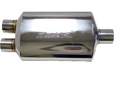 Obx Oval Muffler Center In Dual Out No Tip Stainless Universal