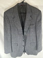 Hart Schaffner Marx Vintage USA Made Sport Coat Mens 42R Gray Plaid Two Buttons