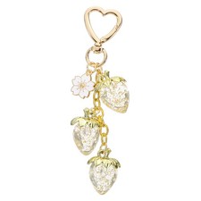 Cute Strawberry Keychain, Zinc Alloy Heart Keyring Bag Charm, Gold