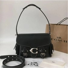 Coach CT721 Leather Soft Tabby Shoulder Bag Crossbody Black Outlet Free Shipping