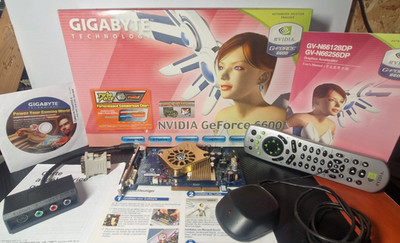 Gigabyte Nvidia GeForce 6600 128MB RARE Complete Box with CD/Remote/Manuals/etc.