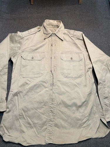 Vtg 40’s WW2 US Army Military Uniform Officers Shirt Sanforized 15 1/2 33