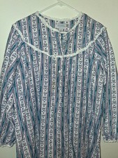 Lanz of Salsburg Nightgown Woman s L Cotton Flannel Gown Cottagecore Floral