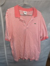Lacoste Men's Short Sleeve Orange White Polo Shirt Size L