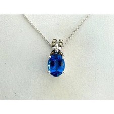 Le Vian 14K White Gold Pendant Necklace 1 3/4 cts Blue Tanzanite Stylish Jewelry