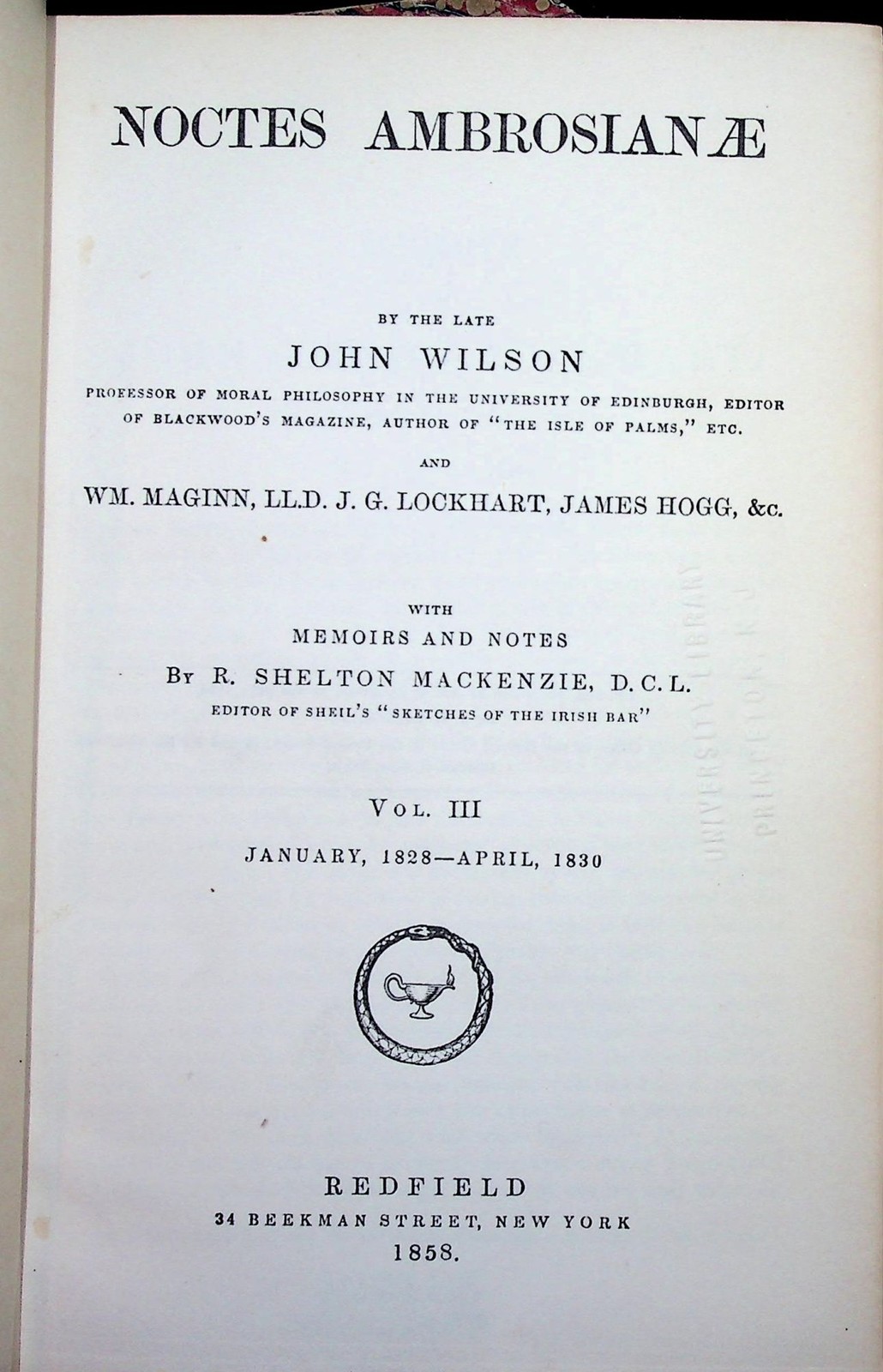 John Wilson / Noctes Ambrosianae Vols III IV & V 1st Edition 1858