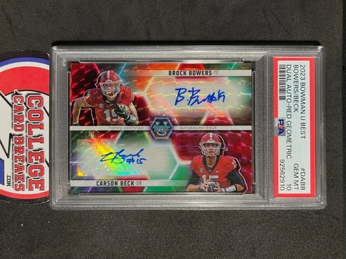 2023 BROCK BOWERS CARSON BECK /10 AUTO DUAL RED GEO PSA 10 BOWMAN U BEST GEORGIA