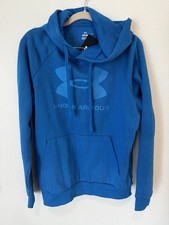 Under Armour Men's Rival Fleece Hoodie Big Logo, Harbor Blue, Size Small NWT