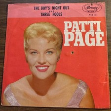 Patti Page The Boy's Night Out / Three Fools 1962  Picture Sleeve ONLY 