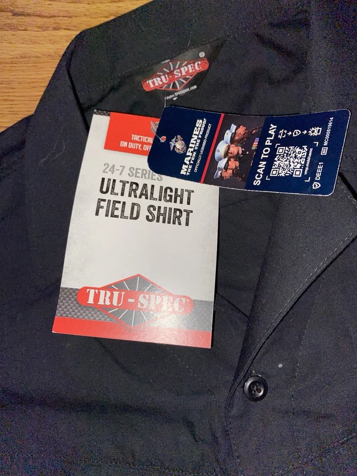 New Tru-Spec 24-7 Series Ultralight Field Shirt Black USMC US Marine Corps XLR - Image 4 of 4