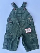 Vtg 2004 Gymboree Green Corduroy Overalls Sz 3-6 Months Baby Dog Ski Safety Boys