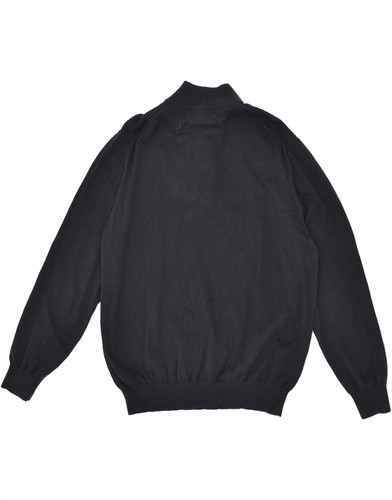MASSIMO DUTTI Mens Zip Neck Jumper Sweater Small Navy Blue Cotton BJ14 - Picture 2 of 3