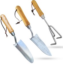 Garden Guru Garden Tool Set 3pc Hand Trowel Transplanter Cultivator – Heav
