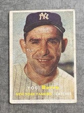 1957 Topps Baseball #2 New York Yankees HOF ~ Yogi Berra CREASE FREE 3 MVPs