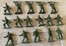 Vintage 1960s Tim-Mee Toys Green US Army Men 54mm Plastic Toy Soldiers Lot of 16
