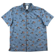 Disney Hawaiian Shirt Mens Medium Tiki Totem Hidden Mickey Sailboat Surf Shack