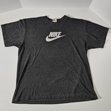Nike Men’s Large Gray T-Shirt White Swoosh Logo Paint Mark Chest L Work Shirt
