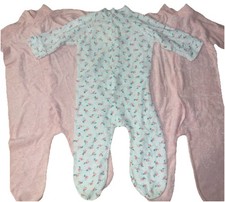 Lot Of 3 Vintage Rare Terrycloth Infant Baby Girls Curity Sleeper Size Lg 16-19