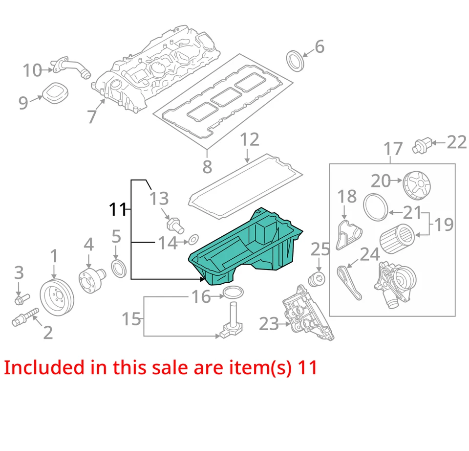 BMW 328i 2007-2013 cárter de aceite del motor VJ4ME Foto 3 de 4