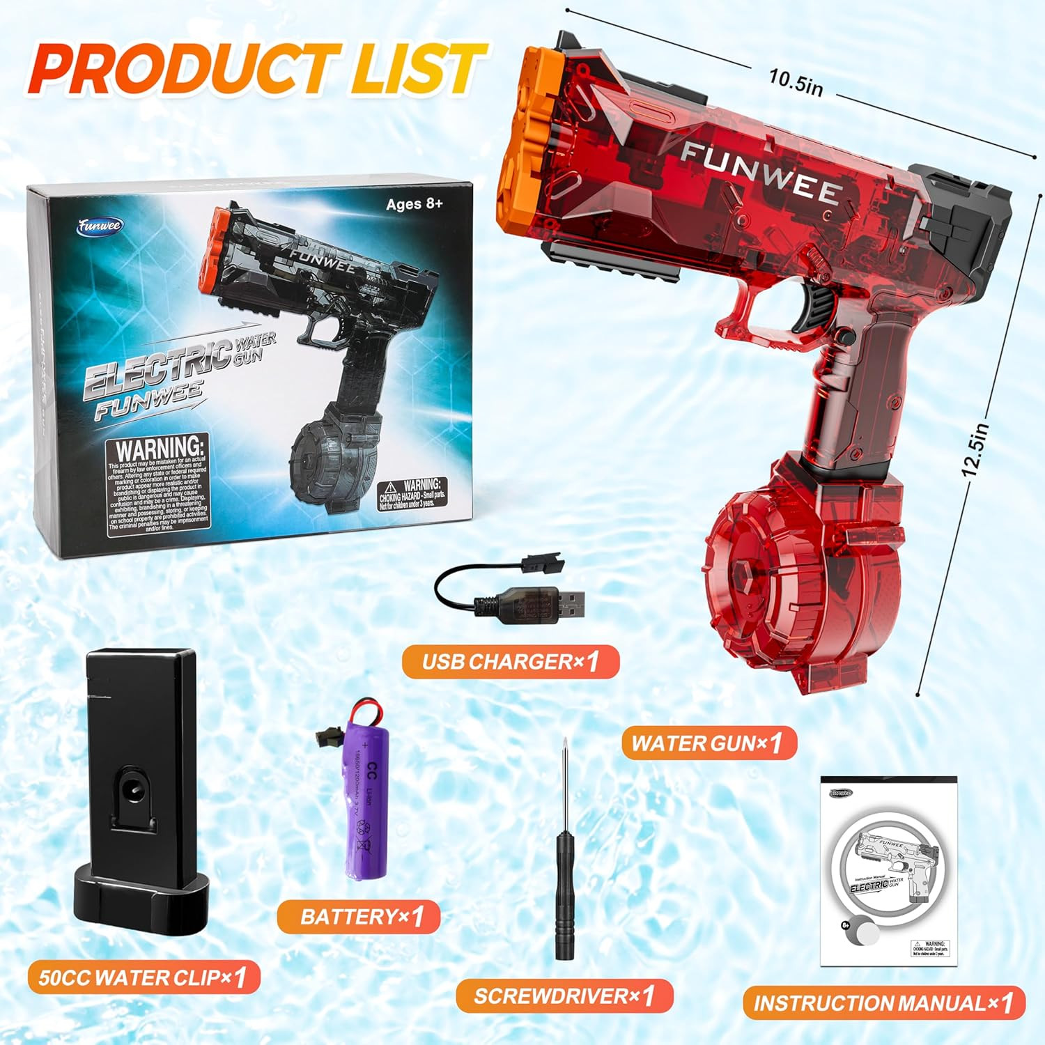 2025 New Upgrade Electric Water Guns for Adults Kids, Light up Most Powerful Ful