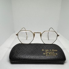 Vintage Shuron Hibo Octagon Eyeglasses 12K GF Art Deco 1920s Wire Frames Case