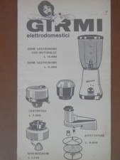 Vecchio depliant pieghevole GIRMI ELETTRODOMESTICI Centrifuga Tostapane Tritacar